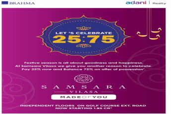 Adani Samsara Vilasa offers 25:75 payment plan