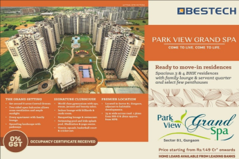 Spacious 3 & 4 BHK ready to move in residences at Bestech Park View Grand Spa