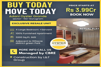 Immediate Move-In: Adani Oyster Grande's Resplendent 4 BHK Resale Unit in Sector-102, Gurugram at ?3.99 Cr