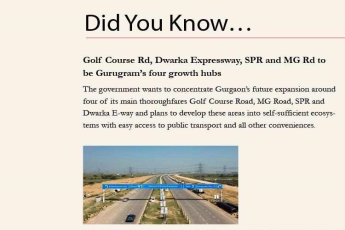 Golf Course Rd, Dwarka Expressway, SPR and MG Rd to be Gurugram's four growth hubs