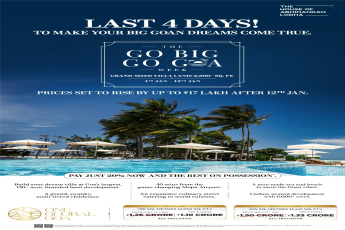 Go Big Go Goa Week, Villa Land 2000+ Sq. Ft., 4th Jan - 12th Jan, The House of Abhinandan Lodha, One Global Goa