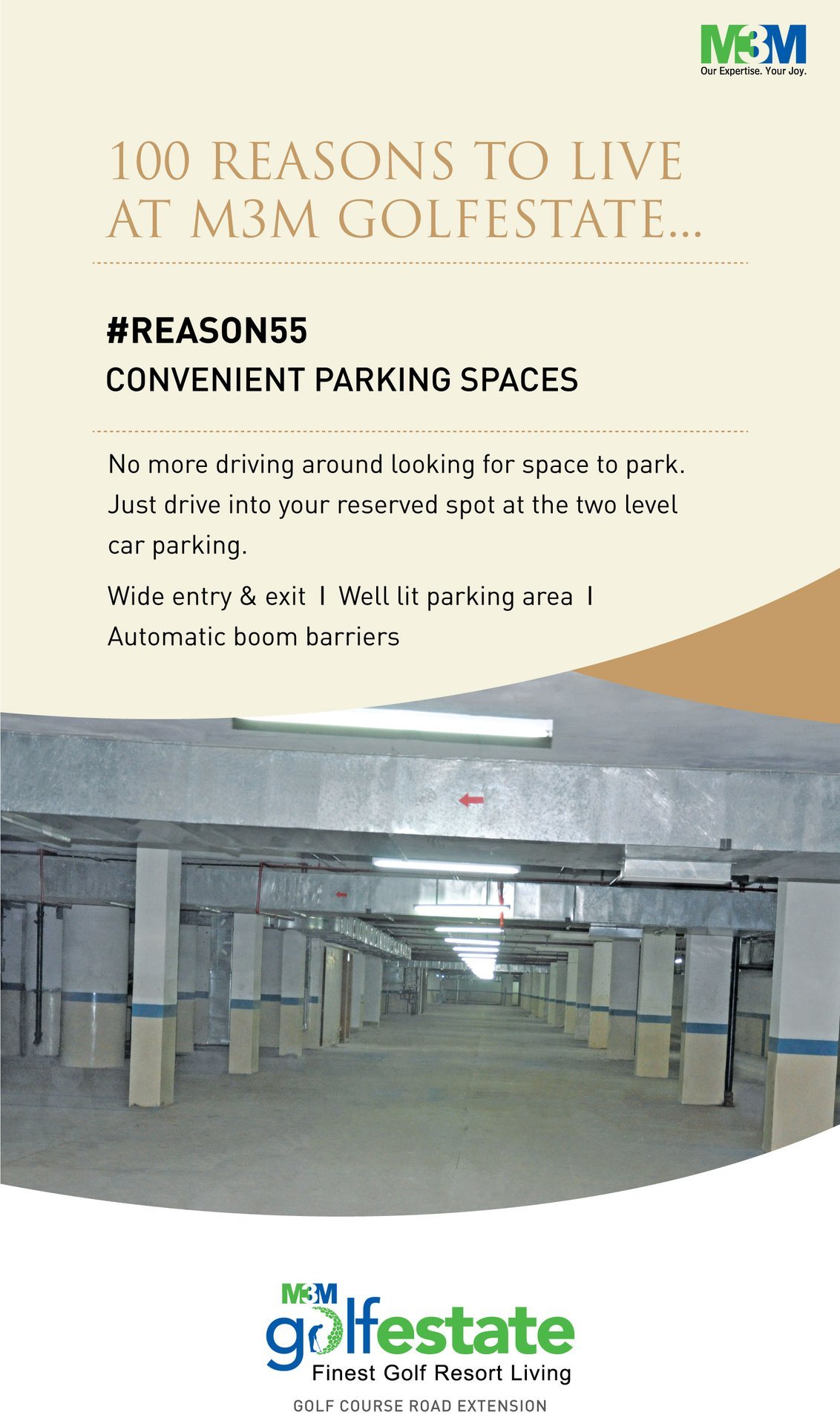 Convenient parking spaces at M3M Golf Estate Update