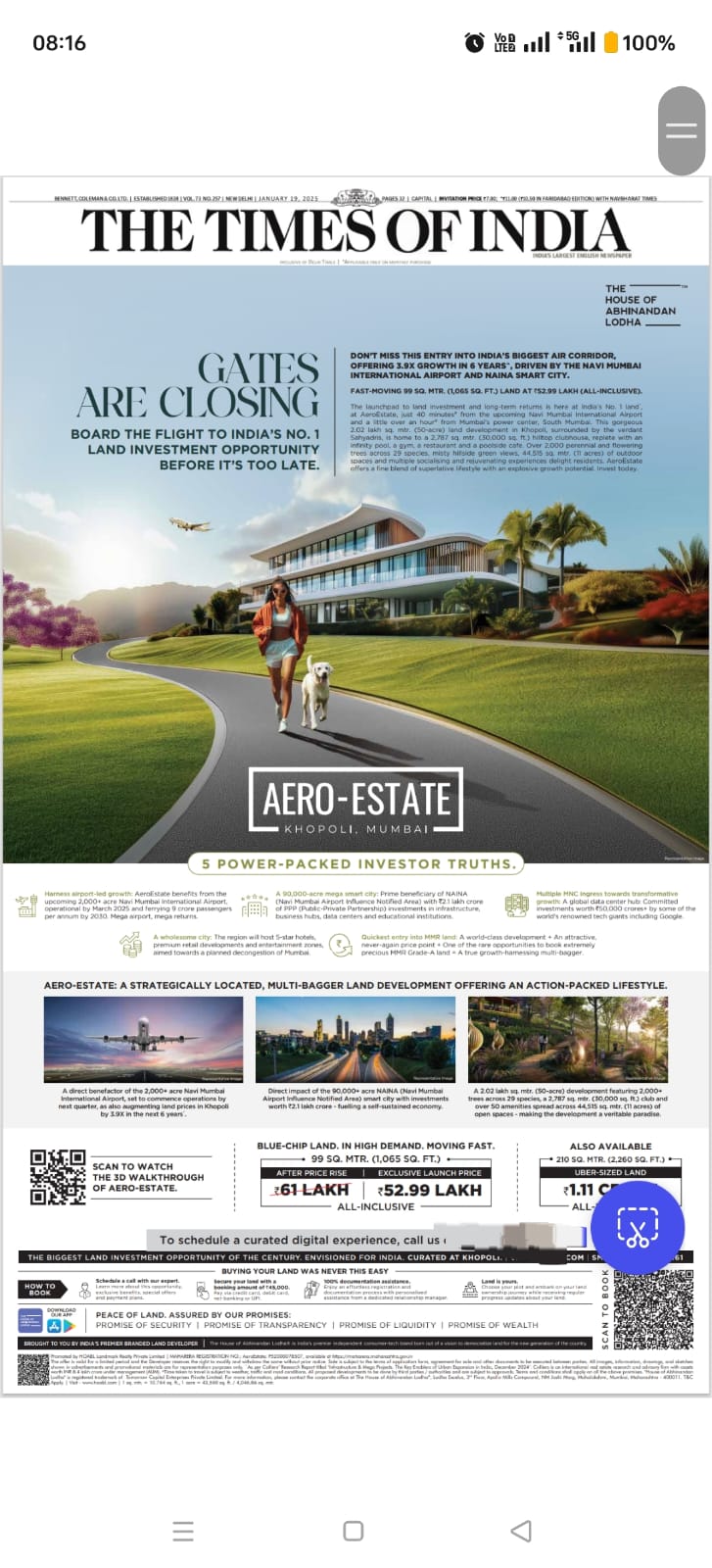 Invest in Aero-Estate by The House of Abhinandan Lodha, Khopoli, Mumbai starting at ₹52.99 Lakh, Don't Miss Out! Update