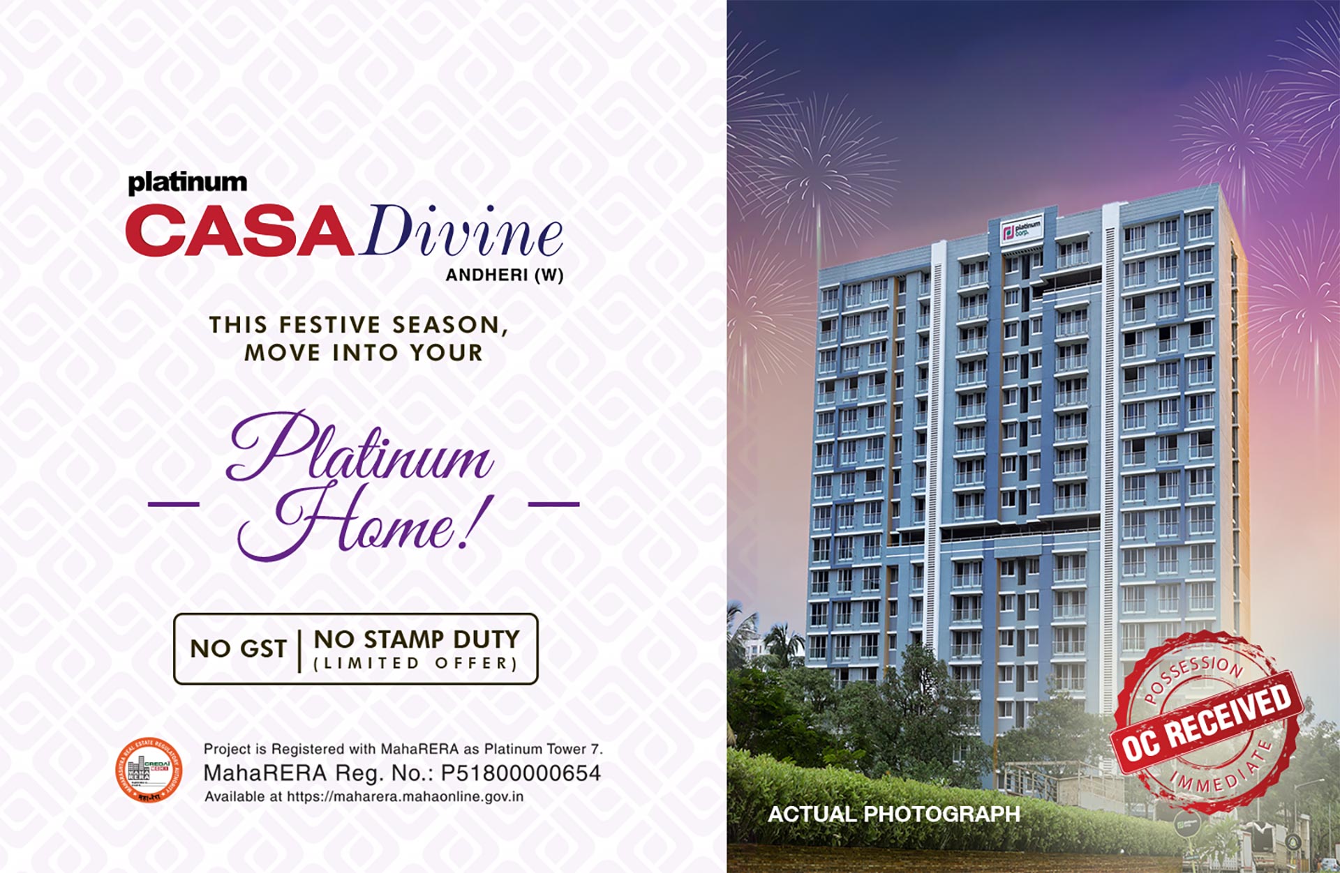 No GST, no stamp duty at Platinum Casa Divine, Mumbai Update