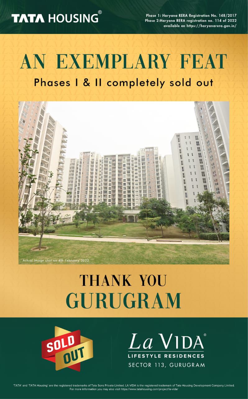 Tata Housing's La Vida in Sector 113, Gurugram: A Sell-Out Success Story Update