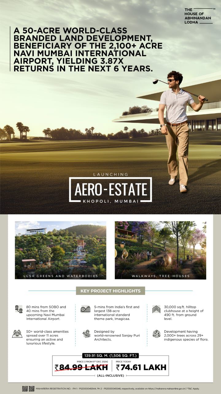 Explore Aero-Estate: A World-Class Branded Land Development by House of Abhinandan Lodha in Khopoli, Mumbai Update