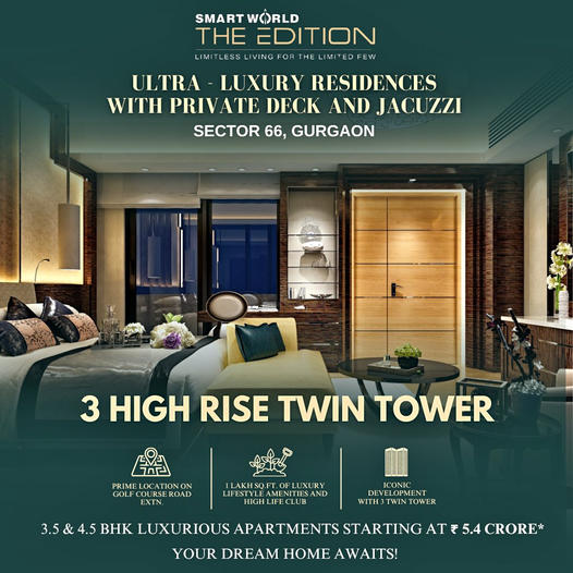 The Edition by Smart World: Pinnacle of 3.5 & 4.5 BHK Ultra Luxury Residences in Sector 66, Gurgaon Update