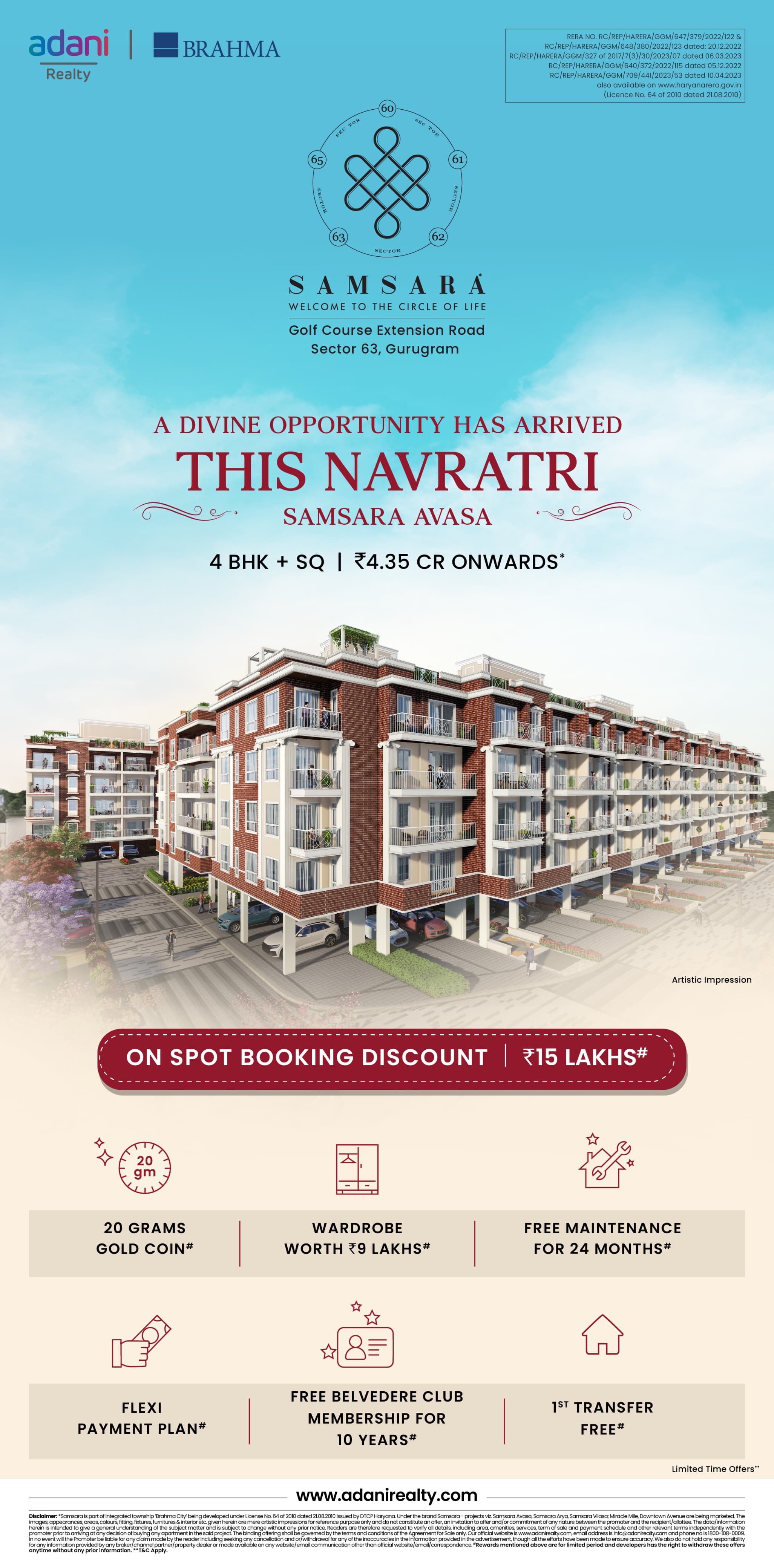 Adani Realty & Brahma Group Present Samsara Avasa: Premium Living in Sector 63, Gurugram Update