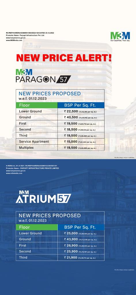 M3M Unveils Competitive New Pricing for Paragon 57 & Atrium 57 in Gurgaon Update