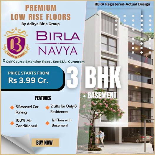 Birla Navya: Exclusive 3 BHK Low Rise Floors in Golf Course Extension Road, Sec 63A, Gurugram Update