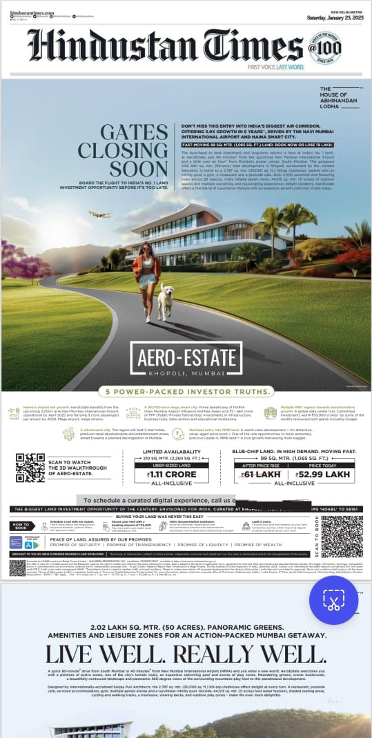 Gates Closing Soon: Aero-Estate by House of Abhinandan Lodha in Khopoli, Mumbai starting at ₹52.99 Lakh Update