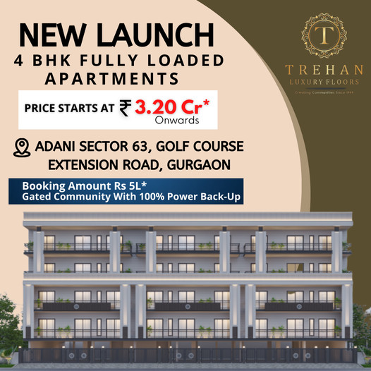 Trehan's Luxurious Haven: 4 BHK Fully Loaded Apartments Launch in Adani Sector 63, Golf Course Extension Road, Gurgaon Update