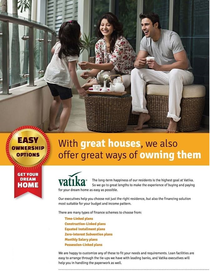 With great houses Vatika Group also offer great ways for owning them Update