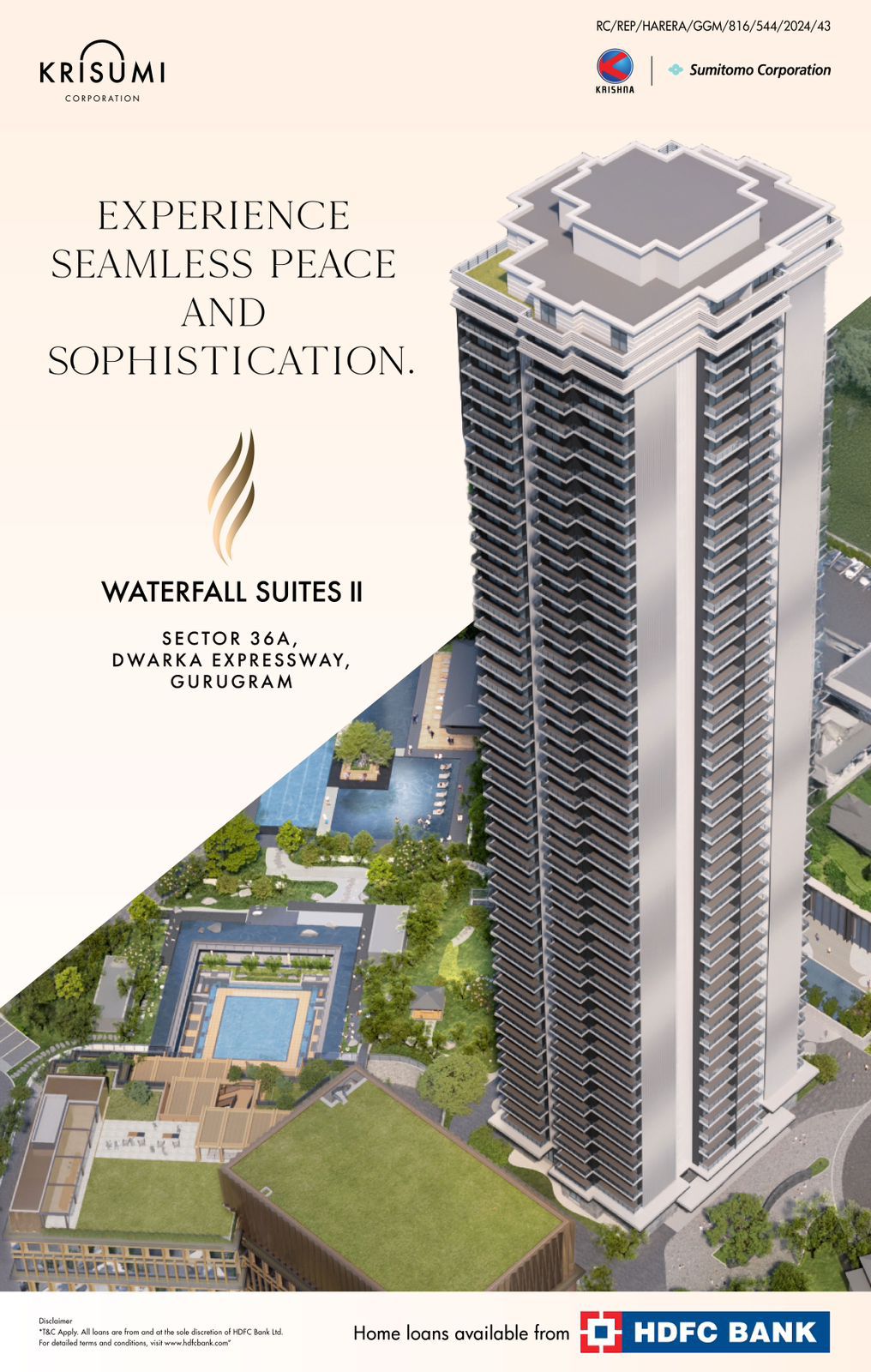 Krisumi Waterfall Suites II: Experience Seamless Peace and Sophistication in Sector 36A, Dwarka Expressway, Gurugram Update