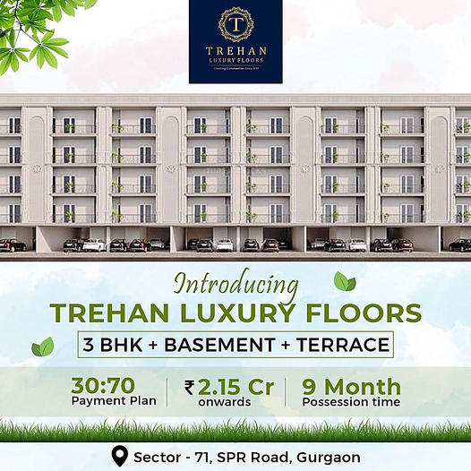 Trehan Luxury Floors: Spacious 3 BHK Residences with Basement and Terrace in Sector-71, Gurugram Update