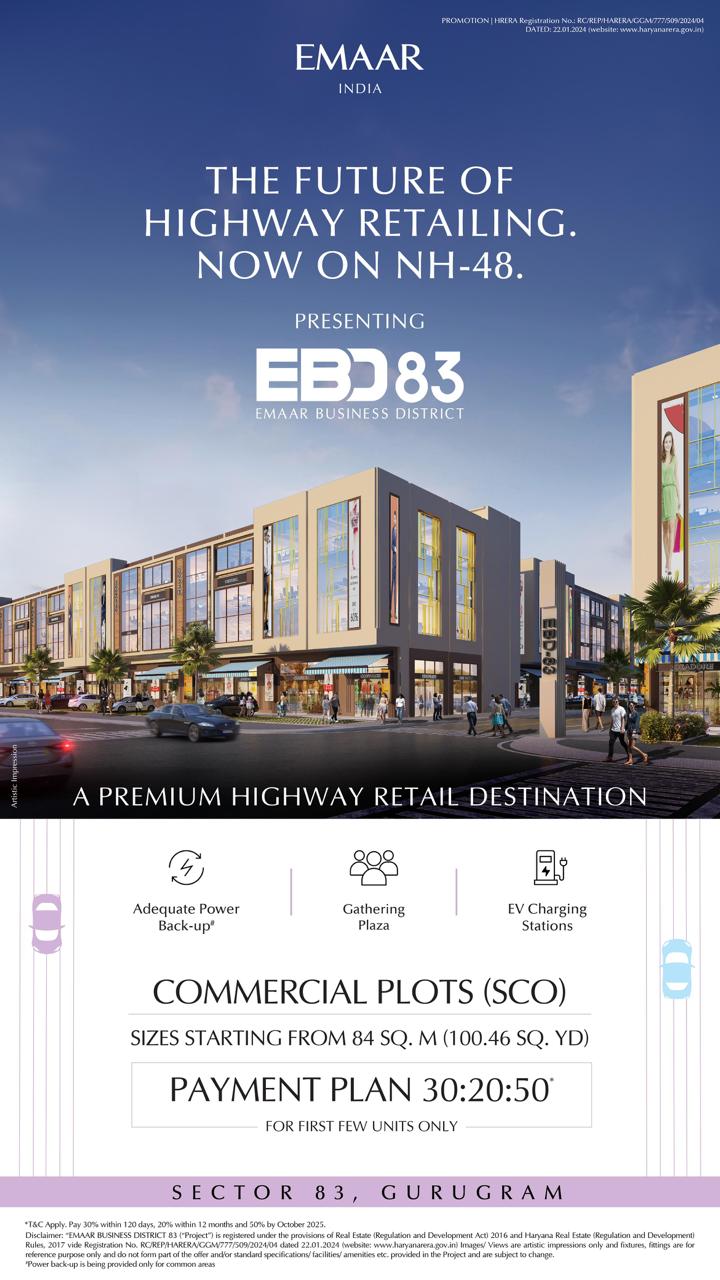 EMAAR India Unveils EBD 83: A New Era in Highway Retailing in Sector 83, Gurugram Update