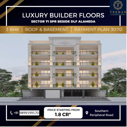 Trehan Luxury Builder Floors: Exquisite 3 BHK Living Spaces in Sector 71, SPR Beside DLF Alameda, Gurugram Update