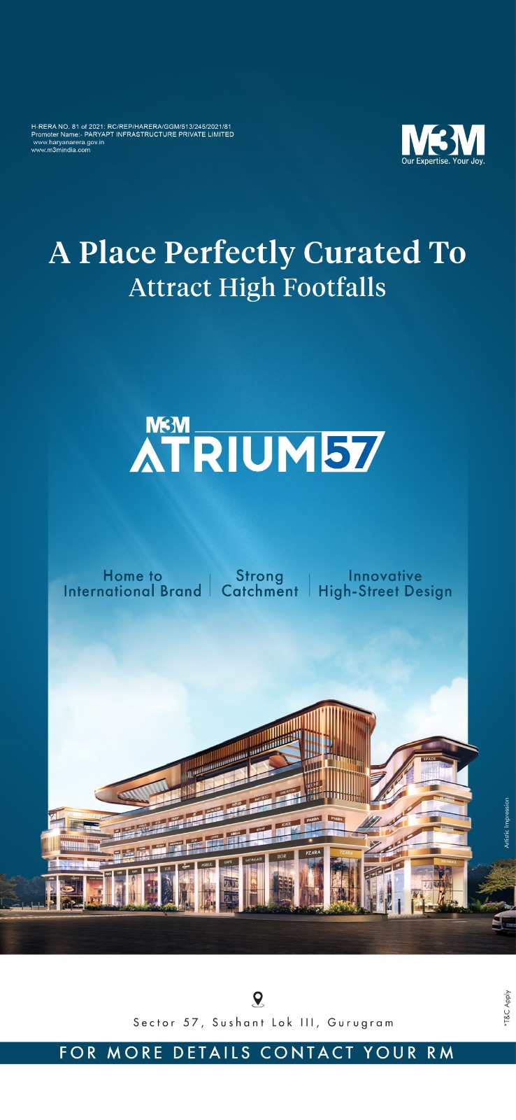 M3M Atrium 57: The Pinnacle of Shopping and Leisure in Sector 57, Sushant Lok III, Gurugram Update