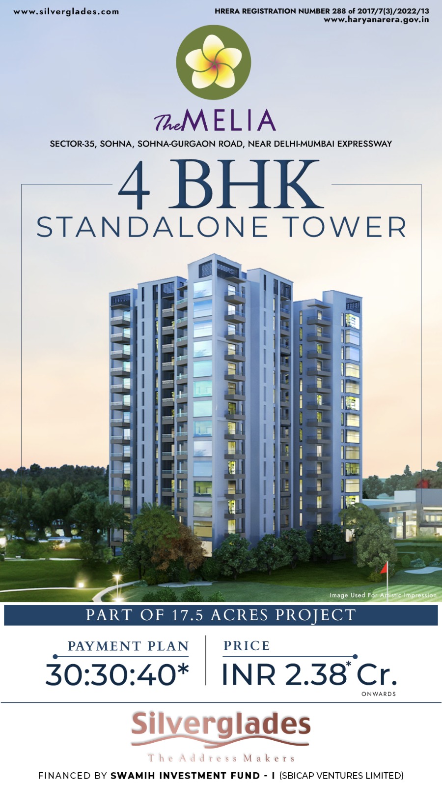 The Melia 4 BHK Standalone Tower: Elegance Amidst Nature in Sector 35, Sohna Update