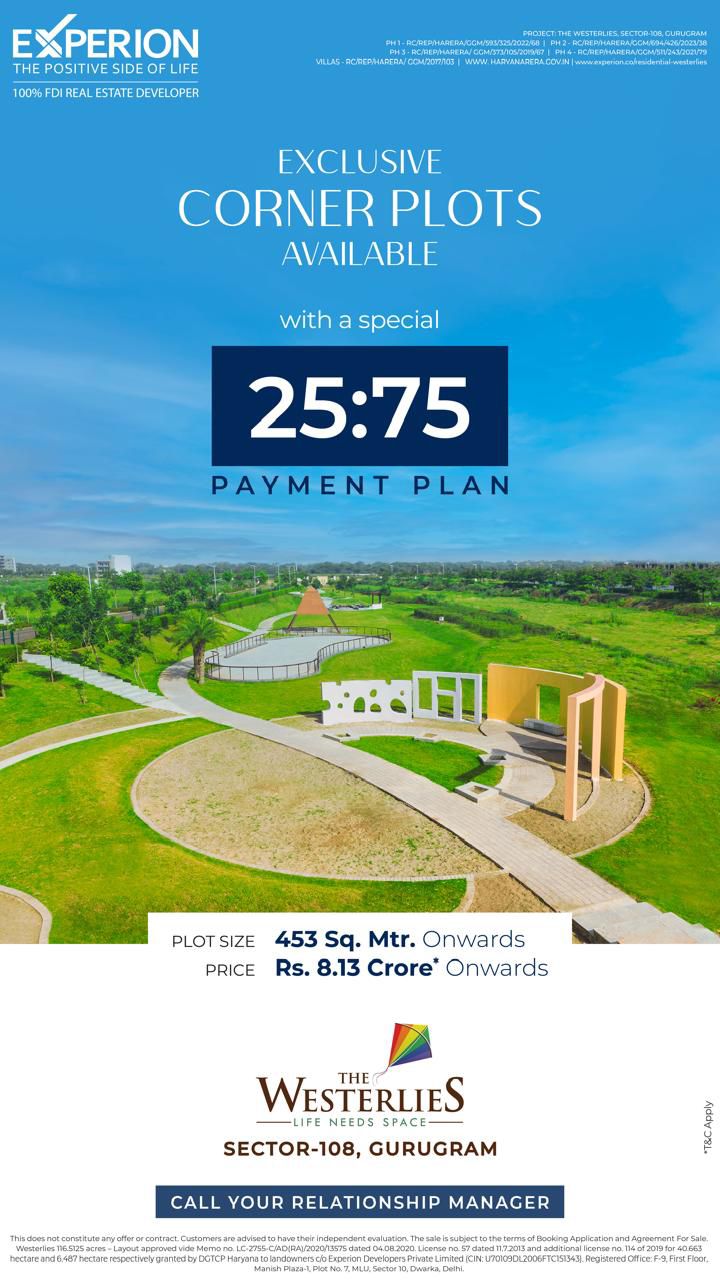 Exclusive Corner Plots Available at The Westerlies, Gurugram - Special 25:75 Payment Plan! Update