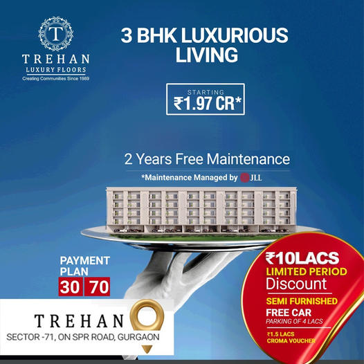 Trehan Luxury Floors: Opulent 3 BHK Homes in Sector-71, SPR Road, Gurugram Update