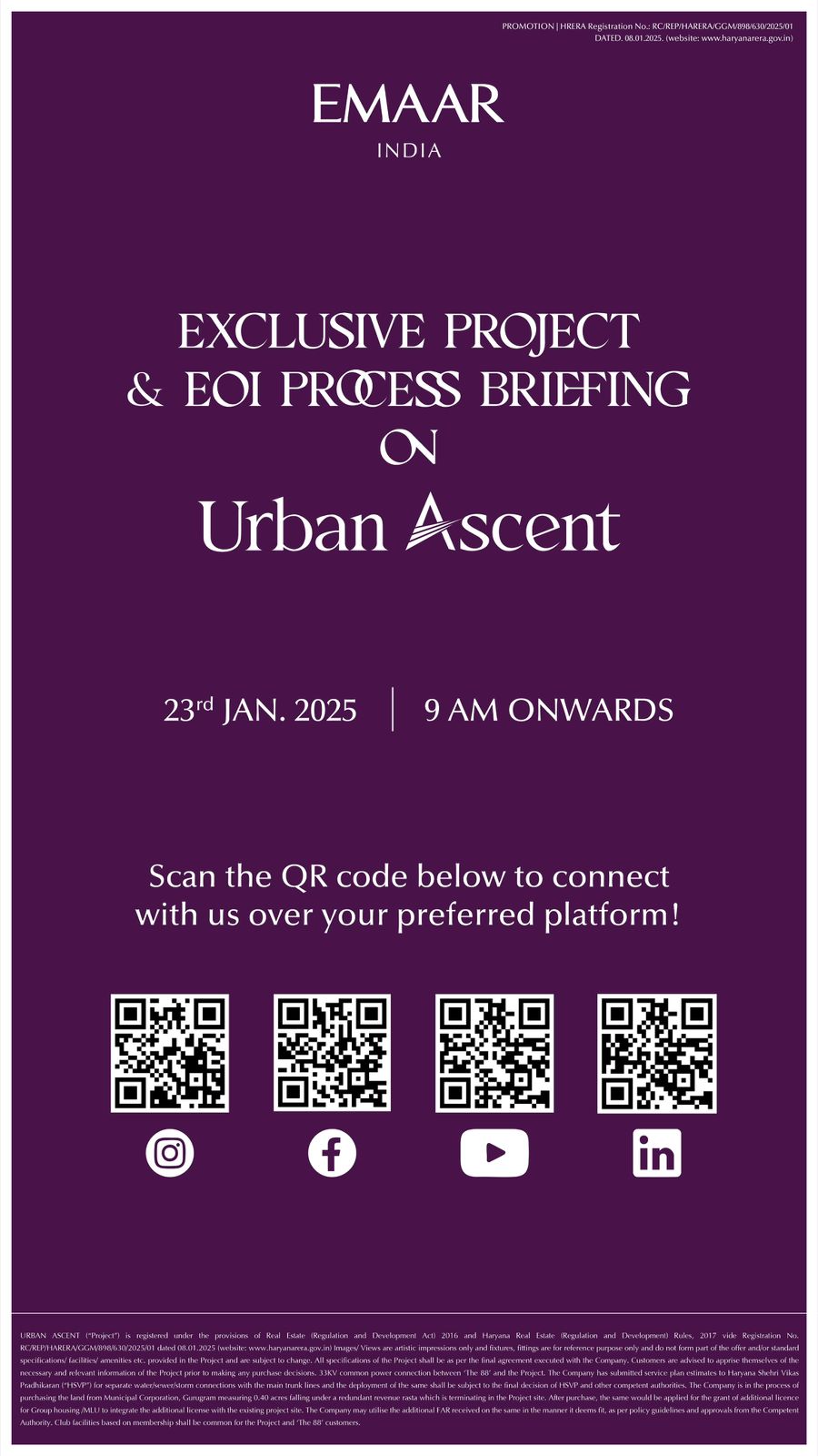 Join Urban Ascent Briefing by Emaar India, 23 Jan 2025 Update