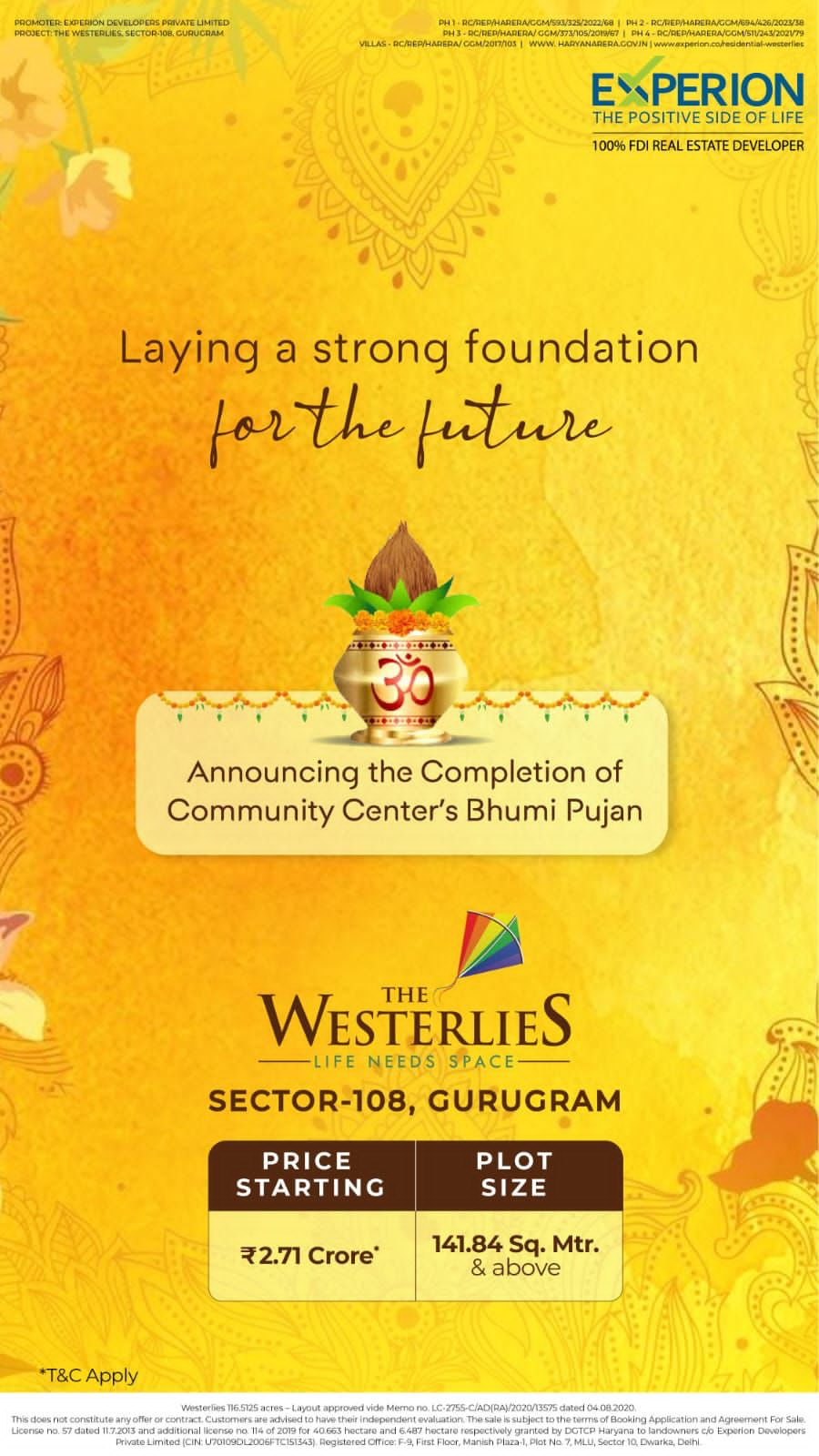 Experion Developers Announce Completion of Community Center at The Westerlies, Gurugram Update