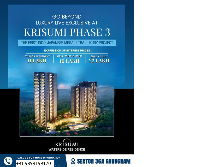 Krishumi Waterside Residences: Indulgence Redefined at Sector 36A Gurugram Update