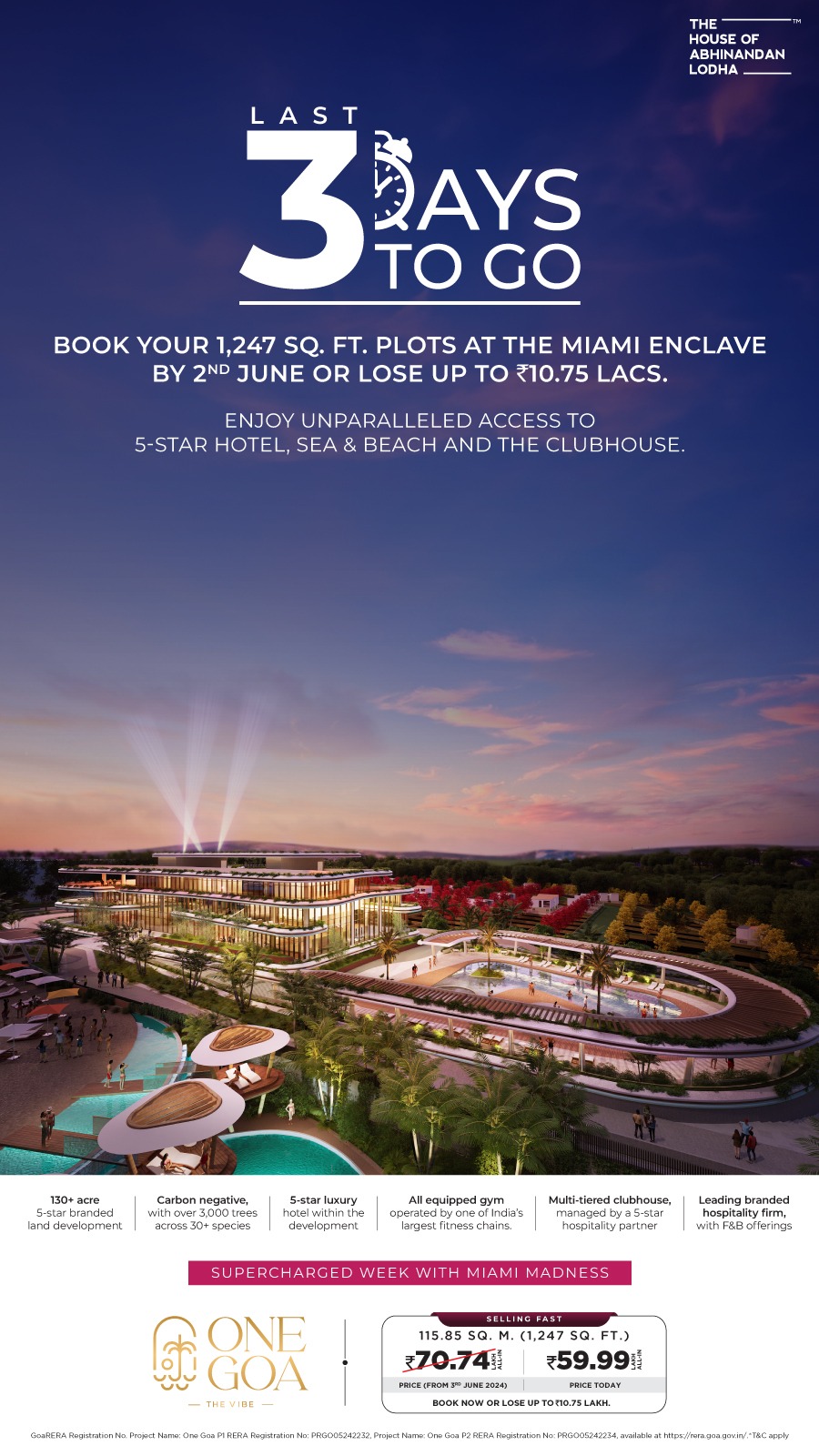 Last 3 Days to Book Your Dream Plot at The House of Abhinandan Lodha's One Goa, The Miami Enclave Update