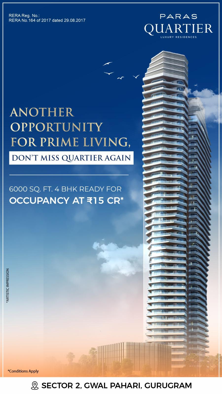 Luxury Living Awaits at Paras Quartier, Gurugram, ?15 Cr Update