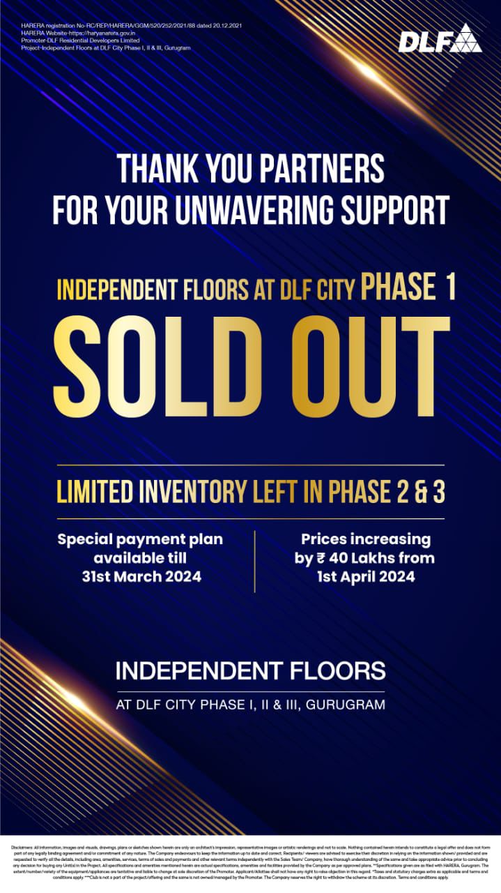 DLF City's Independent Floors in Phases 1, 2 & 3, Gurugram: A Testament to Trust and Luxury Update