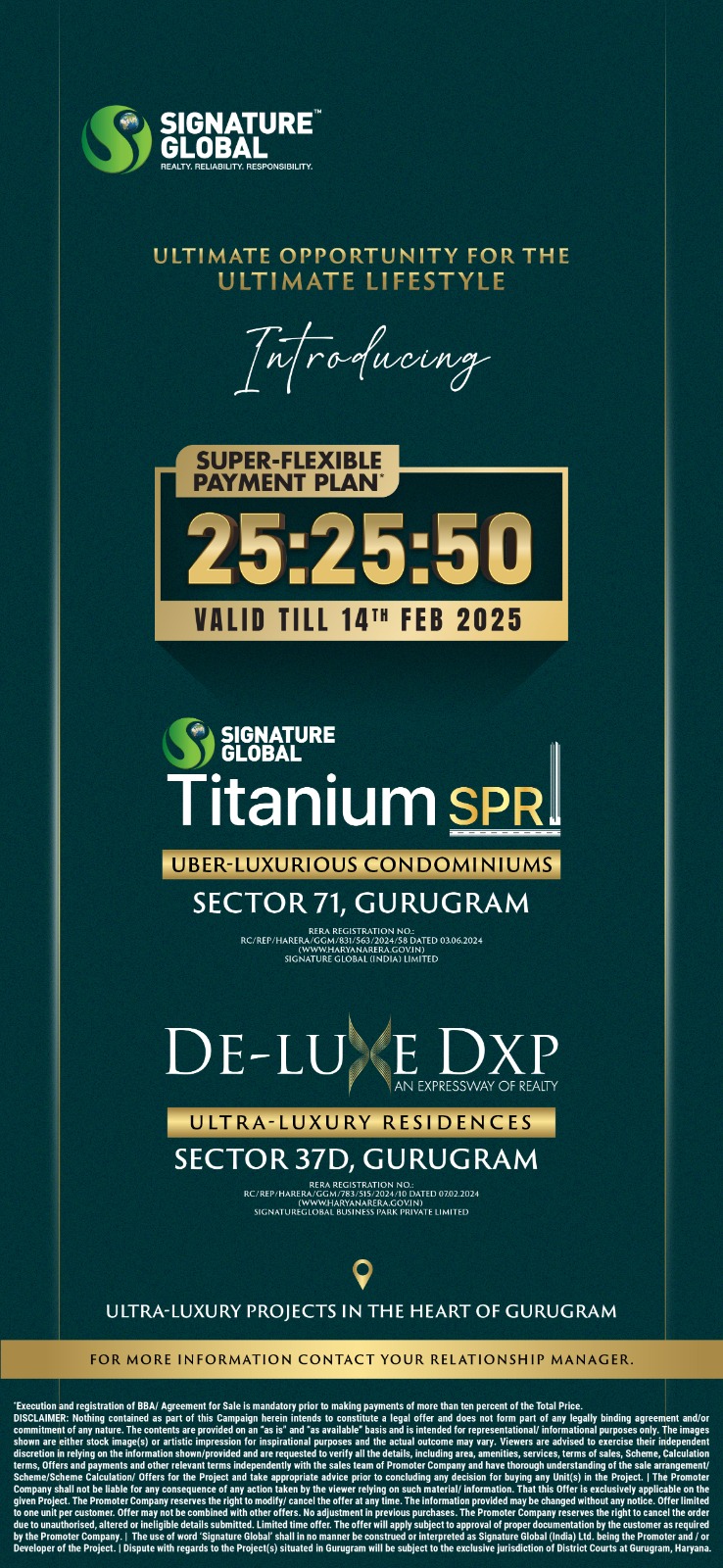 Explore Signature Global Titanium & De-Luxe DXP, Luxury Condominiums in Gurugram Update