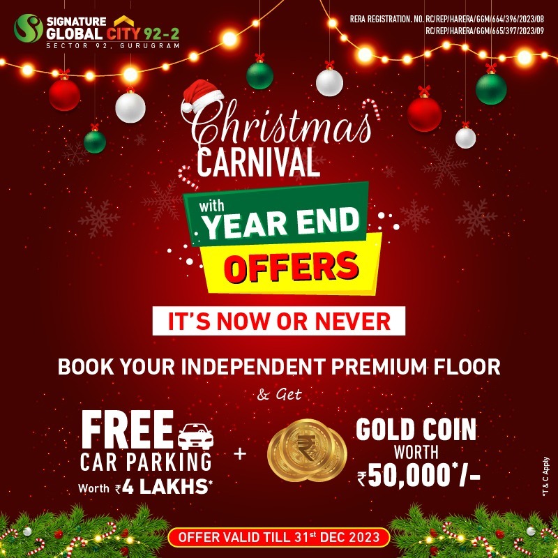 Signature Global City 92-2 Lights Up Sector 92, Gurugram with Dazzling Christmas Carnival Offers Update