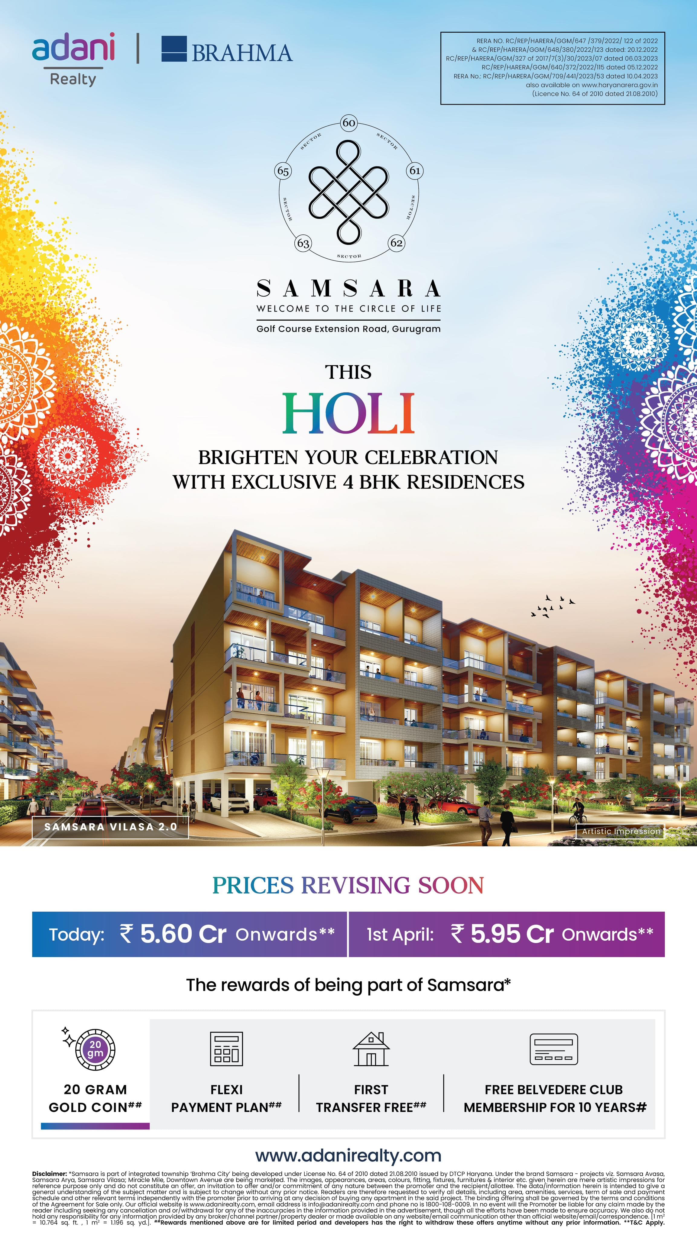 Adani Brahma Samsara Vilasa 2.0: Celebrate Life with Luxury 4 BHK Residences on Golf Course Extension Road, Gurugram Update