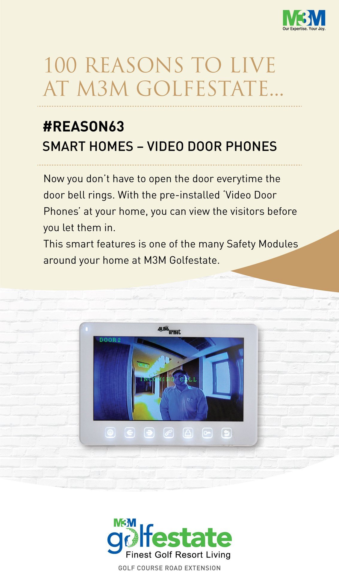 Pre-installed 'Video Door Phones' at your home in M3M Golf Estate Update