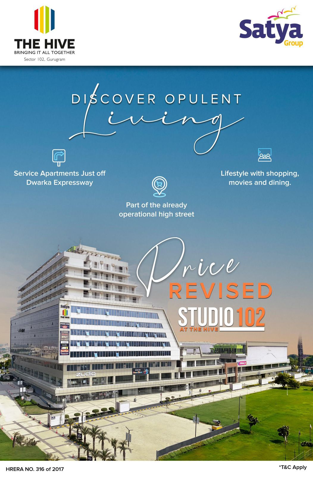 Revised Price on Studio 102 at The Hive in Gurugram Update