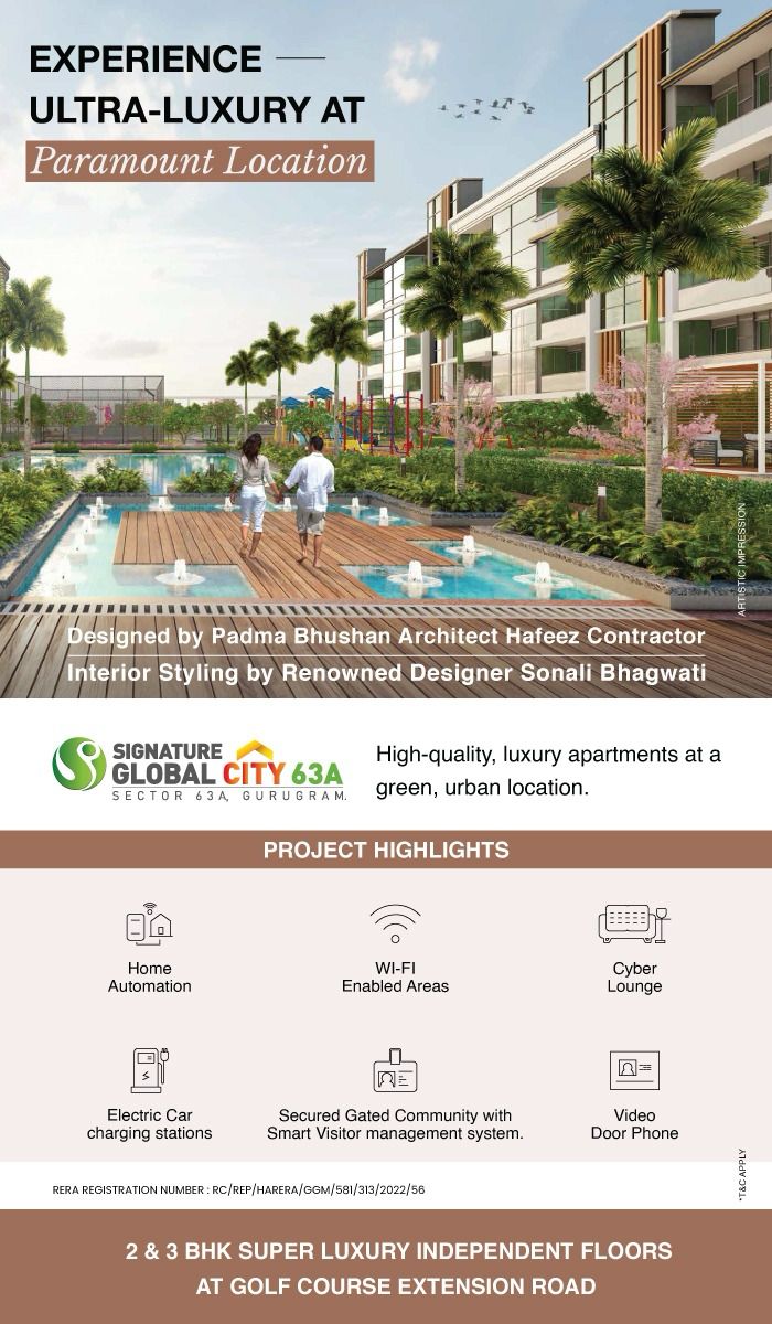 Signature Global City 63A: Unveiling Ultra-Luxury Homes at Gurugram's Prime Golf Course Extension Road Update