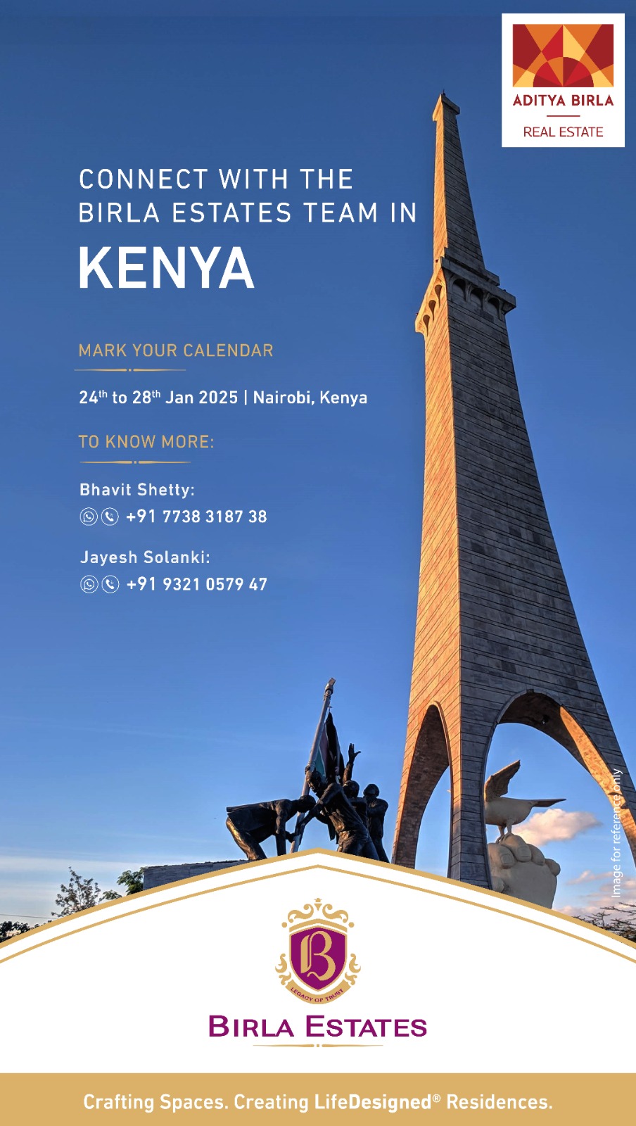 Join Birla Estates in Nairobi, 24th to 28th Jan 2025 Update